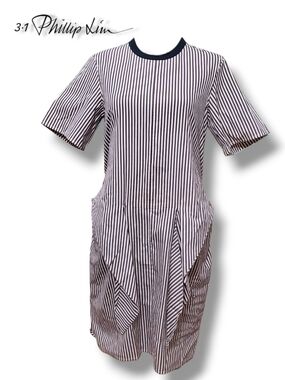 3.1 Phillip Lim Striped Cut-Out Back Midi Dress - Brown & Cream / Size 4